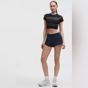 Lululemon Hotty Hot High-Rise Lined Short 2.5" Navy Blue Size